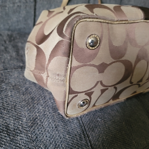 Coach Signature Stripe Framed Kisslock Carryall Y2K F13533 - Picture 12 of 14